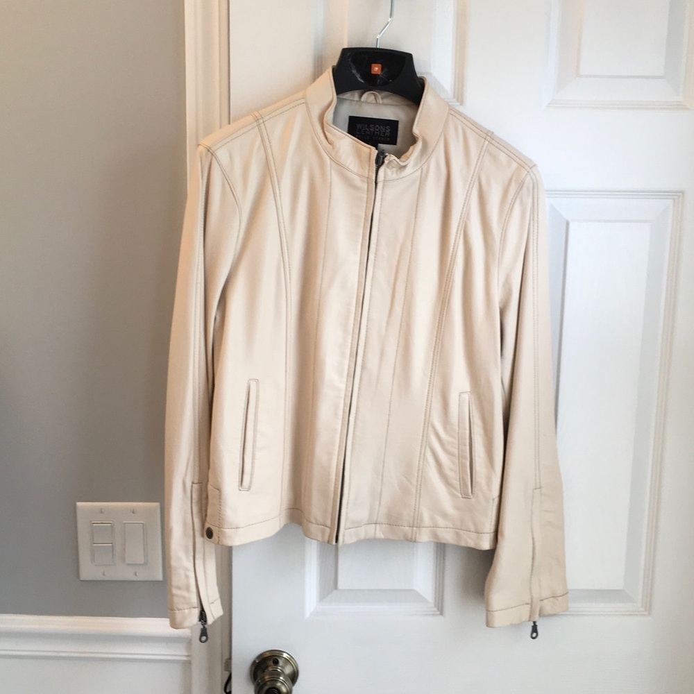 Women’s Wilsons Leather Cream Leather Jacket sz L